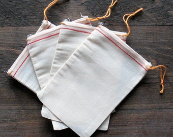 100 4x6 Cotton Muslin Drawstring Bags Bath Soap Herbs