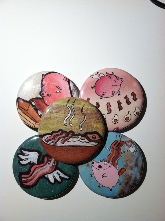 Items similar to Bacon Button Set of 5 on Etsy