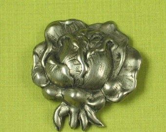 6 Antique Silver Rose Metal Stamping Jewelry Findings 298