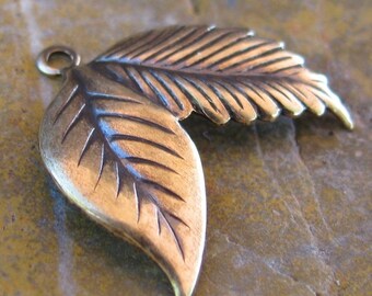 12 Brass Ox Brass Leaf Drops Jewelry Finding 648