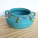 Stoneware Turquoise Pot with Beaded Beads