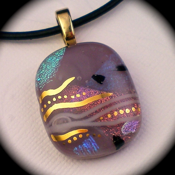 Download Wind and Sand Earthy violet dichroic fused glass pendant