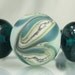 Etched Pale Green, Teal and Silvered Ivory Lampwork bead Set