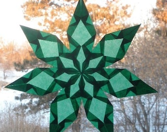 7 Pointed Green Window Star Sun Catcher