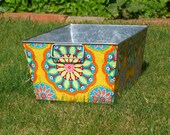 Galvanized Bin Rectangular Storage Tub Yellow Kaleidoscope
