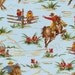 Retro Blue Wild West Fabric by Robert Kaufman BARN DANDY 1 Yard