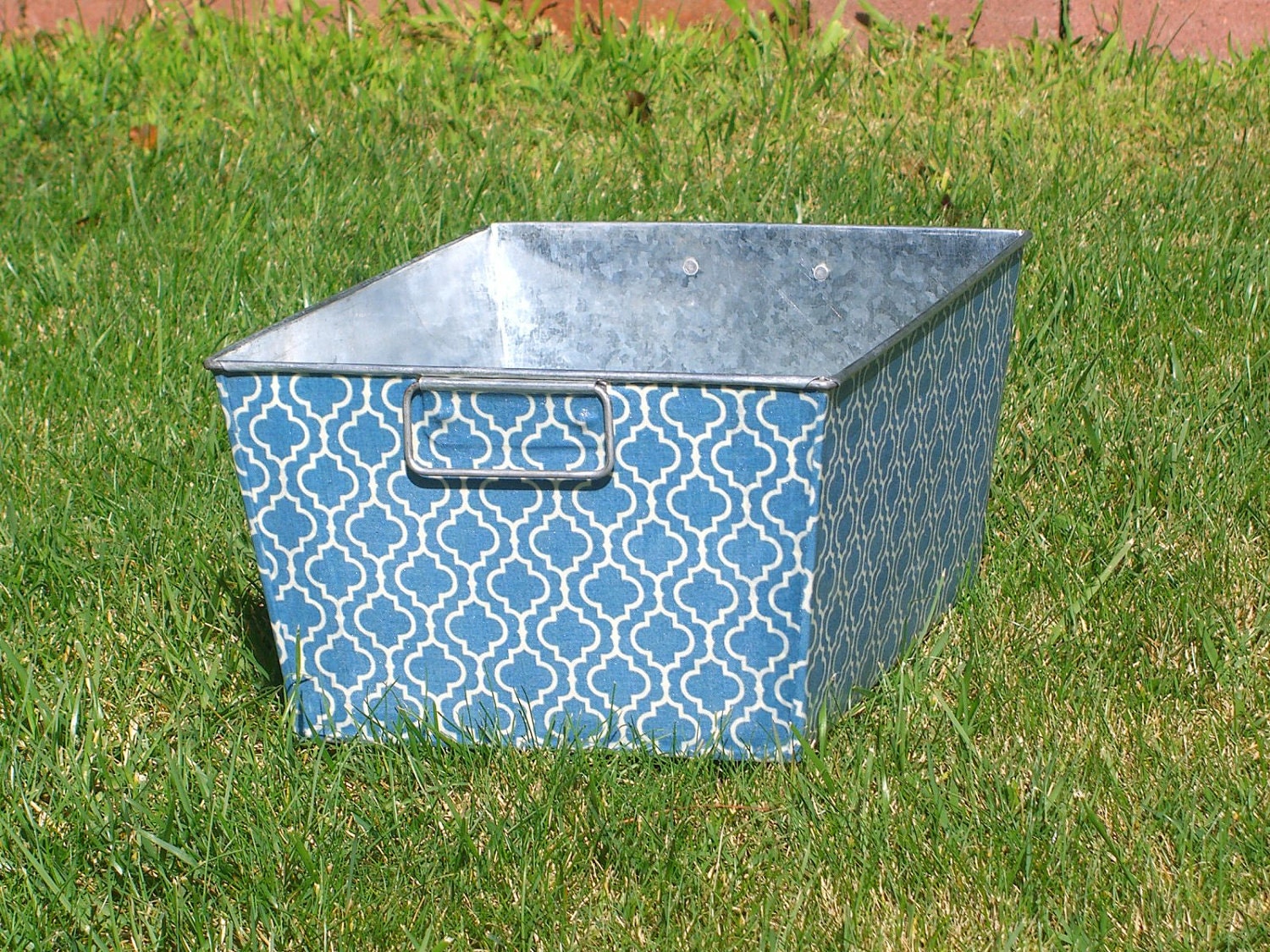 Rectangular Galvanized Storage Bin Robins Egg Metro Tiles