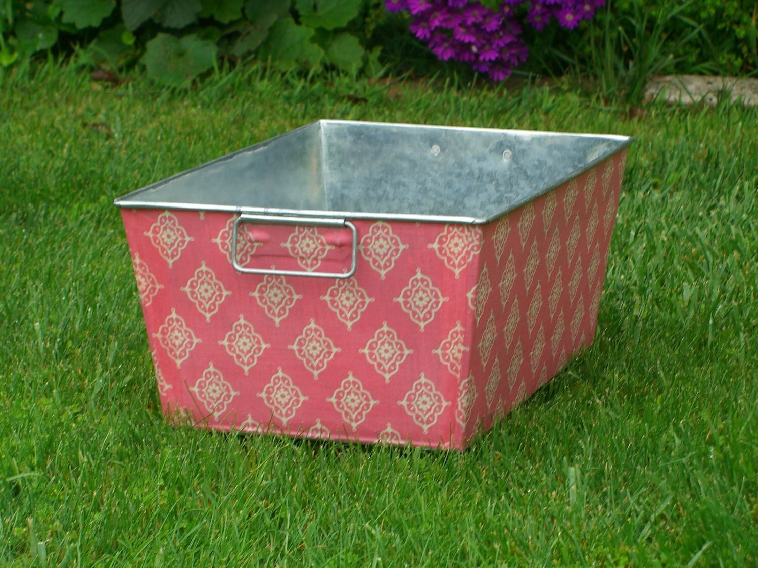 Metal Storage Container Galvanized Rectangular Bin Tea Rose