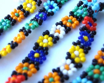 ... Woven Needle work bead strand Vintage Hippie Love Beads from the 60's