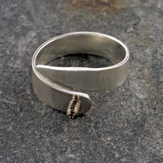 sterling silver adjustable interchangeable screw top ring