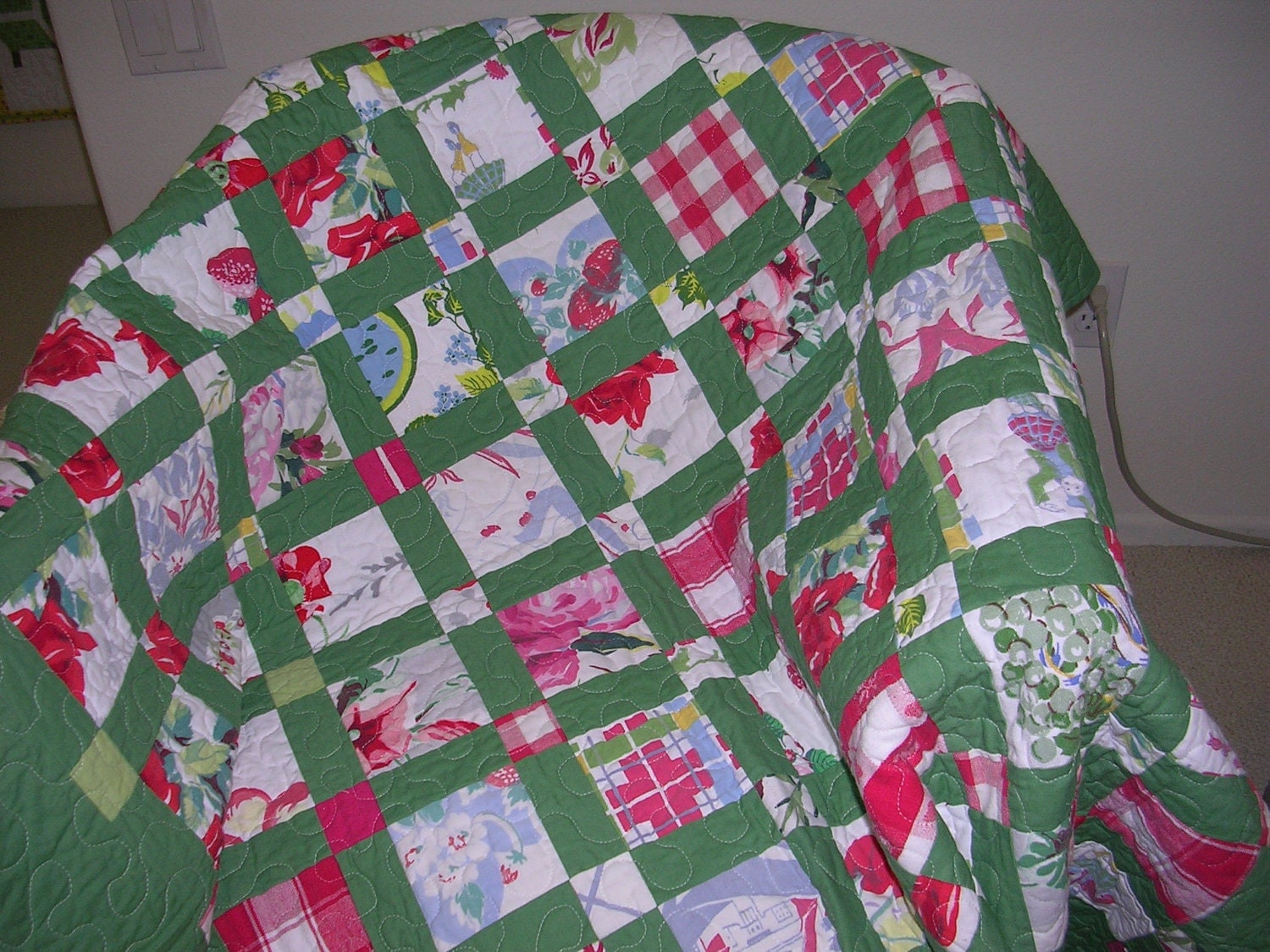 Vintage Tablecloth Lap QuiltSale Free Shipping