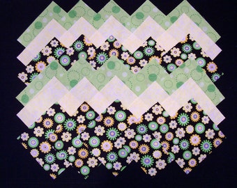 Green & Yellow Flowers 100% cotton Prewashed 5 inch Quilt Fabric Squares (#D/88A)