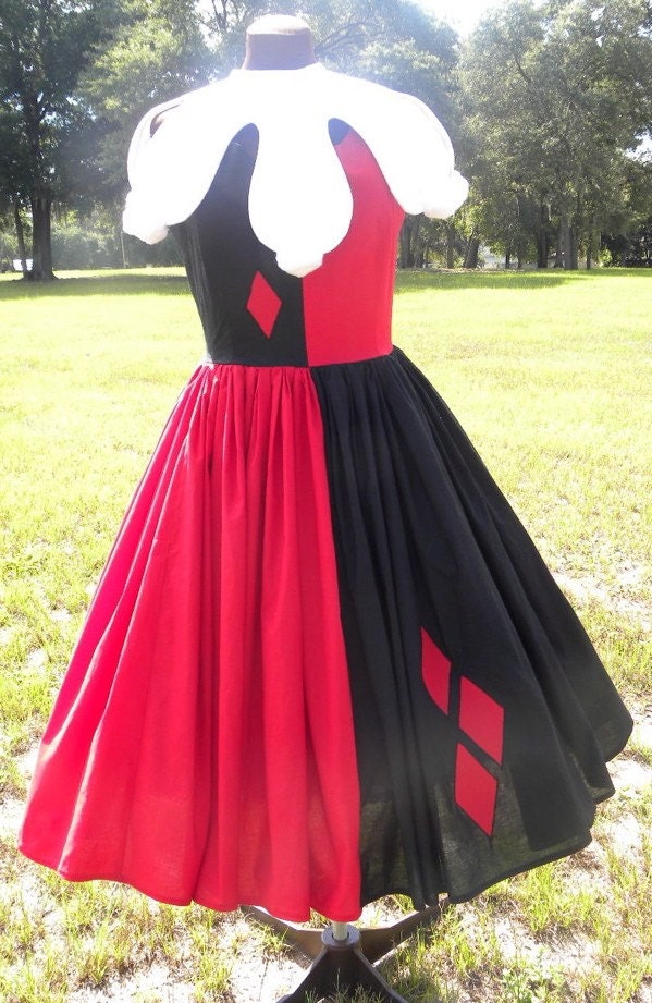 Harley Quinn Costume Dress with hood and mask Halloween Sale