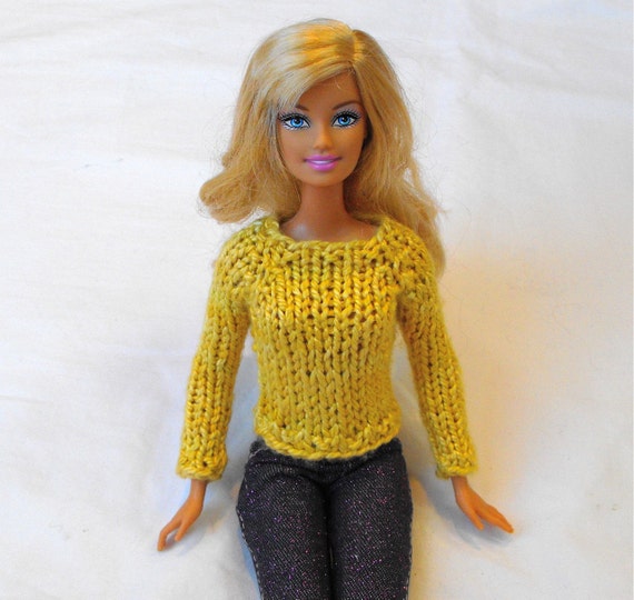 Barbie Simple Raglan Sweater Knitting Pattern PDF Knit DK