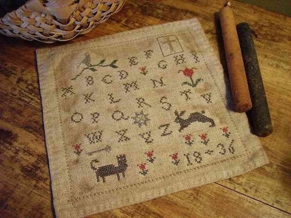 Primitive Cross Stitch Pattern 1836 Spring Tyme Sampler PDF ePattern Instant Download