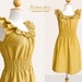 Custom ruffled collar dress w/ pockets in mustard yellow