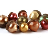 Set of 10 Sculpted Shimmer Acorns with Natural Caps in Autumn Colors - made to order Set of 10 Sculpted Shimmer Acorns with Natural Caps in Autumn Colors - made to order