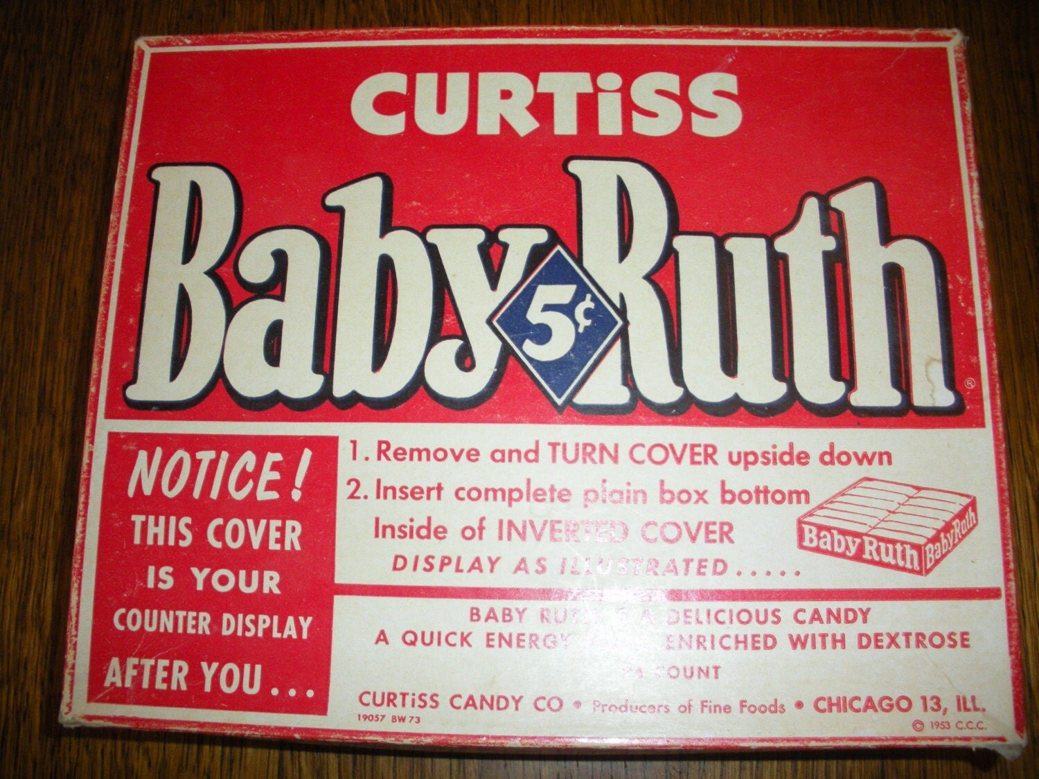 Antique Baby Ruth Candy Bar Box Vintage 1953