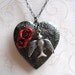 Gunmetal Heart Locket Necklace, long chain