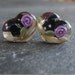 Lampwork beads 453 Hearts Pair (2) Black with Purple Roses