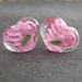 Lampwork beads 967 Hearts Pair (2) Pink with Roses