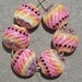 Lampwork beads 211e (6) Lentils PINK, YELLOW and BLACK