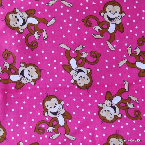 Laughing Monkey pink Fabric 1 Yard DESTASH LAST