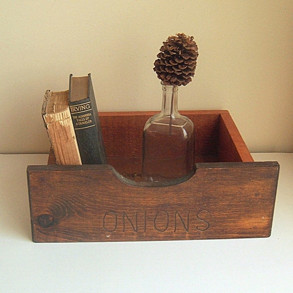 vintage wood onions drawer