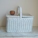 vintage white wicker picnic basket