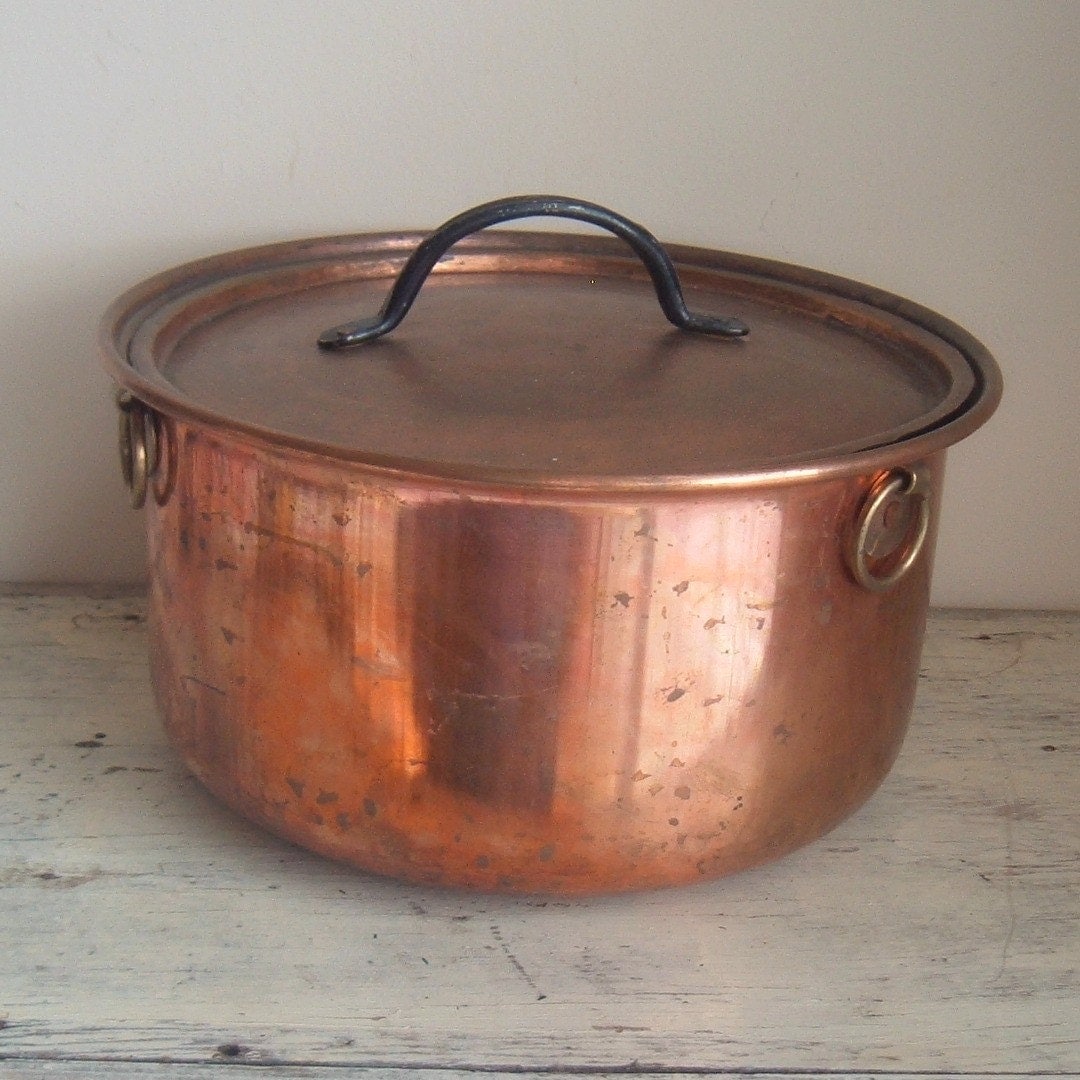 vintage copper stock pot