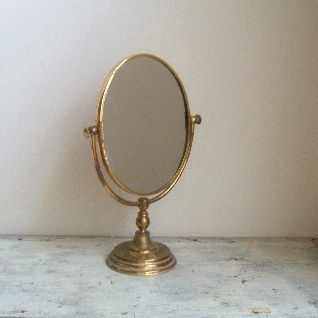 vintage standing brass vanity mirror by ImSoVintage on Etsy