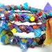 Memory Bracelet - Multi Media, Braided Hand-Dyed Fabric in Multiple Bright Colors, wire wrapped, beaded