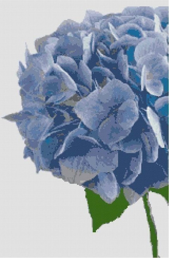 Blue Hydrangea Counted Cross Stitch Pattern by ...