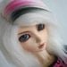 BJD / Dollfie SD white with hot pink and black streaks FAKE fur wig