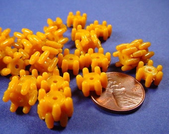 50 Vintage Mustard Plastic Stacking Beads