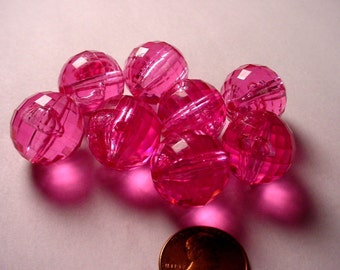 8 Vintage Pink Round Faceted Disco Beads