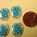 4 vintage Blue rose decal cabochons 18x13