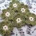 Crocheted Olive Flower Appliques