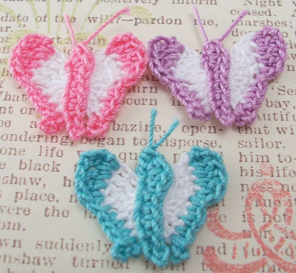 Crocheted Butterflies Set of 6 SALE by on Etsy