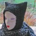 Handknit Kitty Cat Ear Black Hat In A Very Soft And Chunky Yarn That Covers Your Ears And