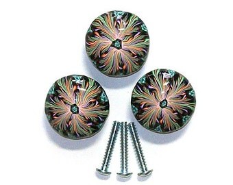 3 polymer clay design wood knobs pulls nbr17
