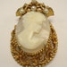 Florenza Natural Carved Shell Cameo Gold Crown Brooch