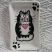 Grey Tabby Cat With Heart On Rectangular Ceramic Cat Dish Spoonrest Soap Dish