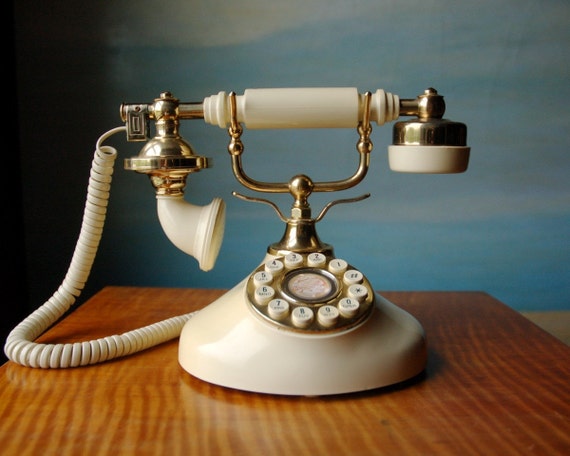 Vintage Princess Phone in a Nostalgic French Style. Cream and