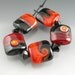 Handmade Lampwork Glass Beads Set in Black, Red, Orange, Goldstone - Date Night