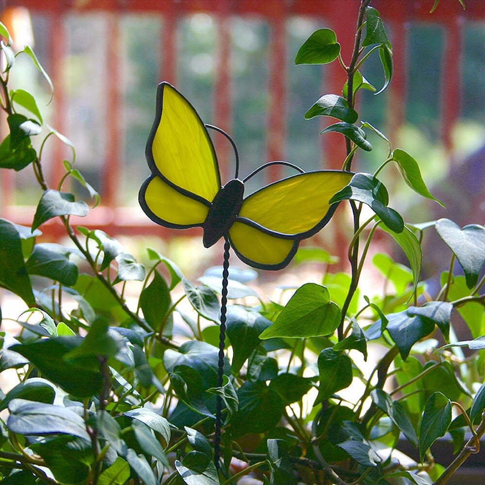 Stained Glass Butterfly Plant Stake G1263 by SierraCreations
