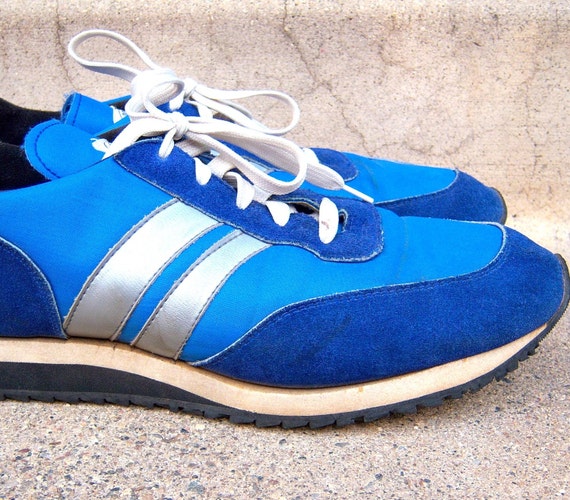1970s Blue Suede Track Shoes/ mens 10.5 D
