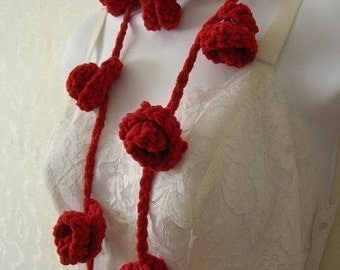 Easy Rose Lariat Scarf Crochet Pattern PDF - permission to sell what you make