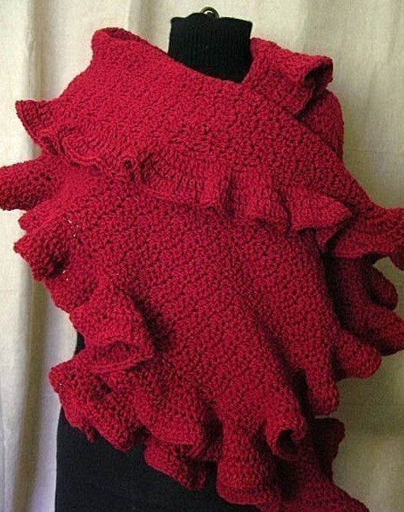 Easy Ruffled Shawl Wrap Crochet Pattern PDF - permission to sell what you  make