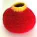 Felted Wool Bowl in Red and Yellow
